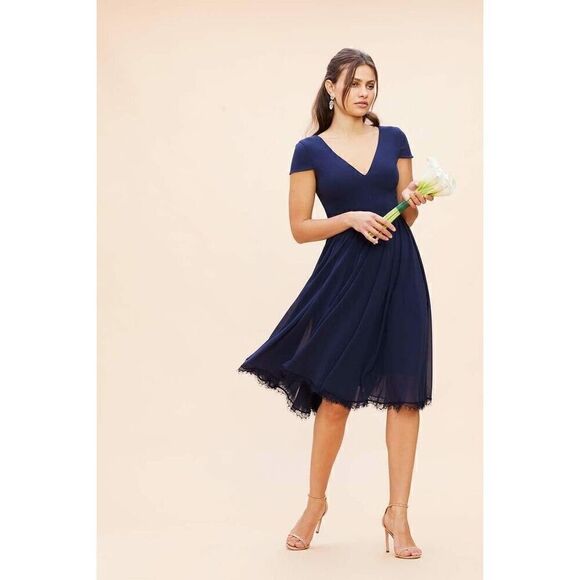 Dress The Population Corey Chiffon Blue Dress size M fits like S - Picture 1 of 16
